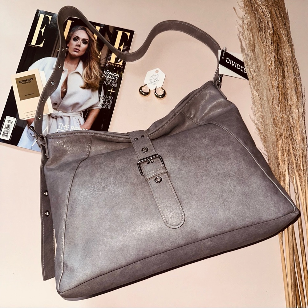 PURSE Grey Washed Shoulder Bag